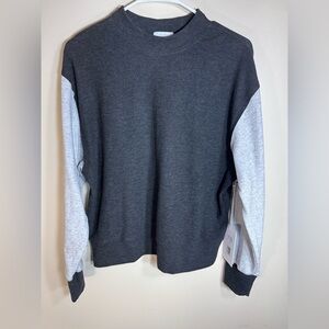 NWT - Johnny Was CALME Mock-Neck Cozy Sweatshirt gray and black Size Small